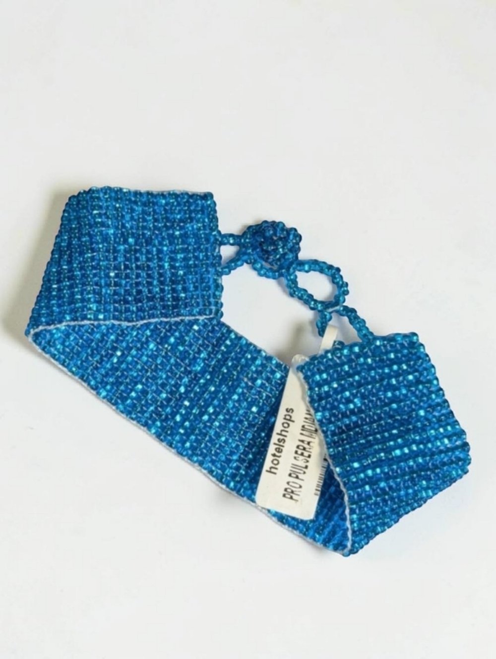 Blue Sparkle Seed Beaded Cuff Bracelet Handmade NEW
